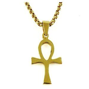 Egyptian Ankh Cross Pendant on Chain Necklace